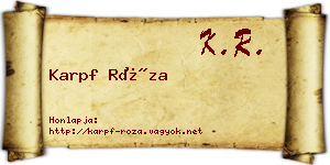 Karpf Róza névjegykártya